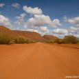 Outback road to the Mount Augustus in Western Australia - biggest rock in the world. It is twice the size of Uluru rock.