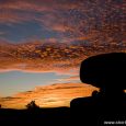 Spectacular granite boulders during sunset at Devils Marbles Conservation Reserve in Northern Territory, Australia