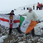 Northern Ireland and Republic of Ireland flags in Antarctica