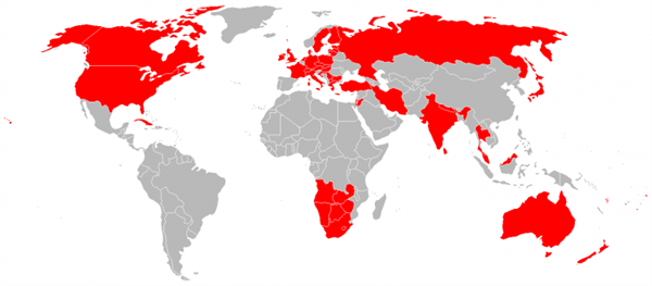 visited countries world map