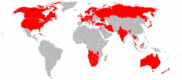 Map of visited countries