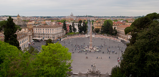 Places for panoramic view of Rome. Pincian Hill