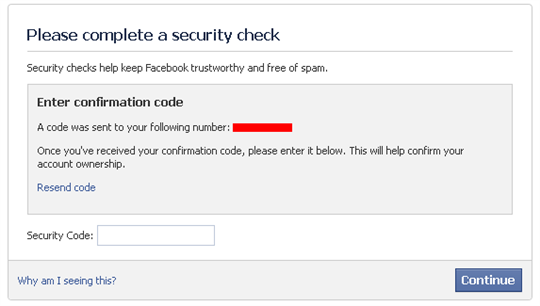 Facebook security check