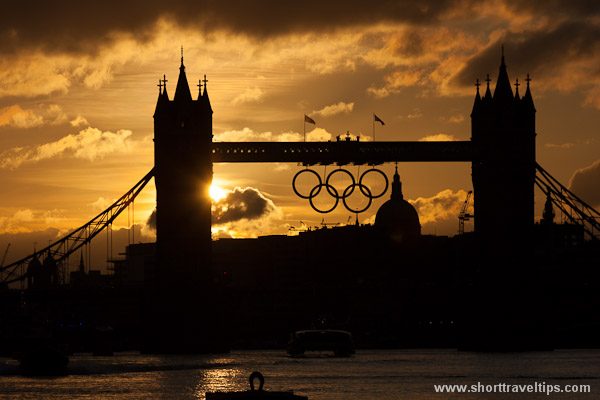 Sunset at Tower bridge during Olympics games 2012 in London