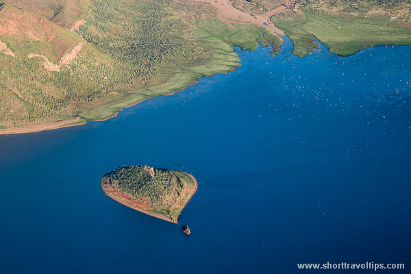 Heart shaped island in Lake Argile in Kimberley