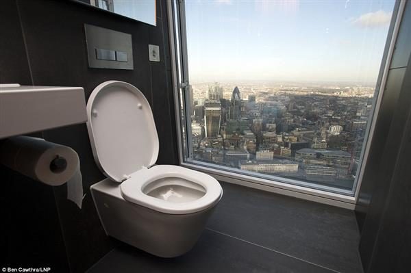 The view from toilet on the 68th floor of The Shard
