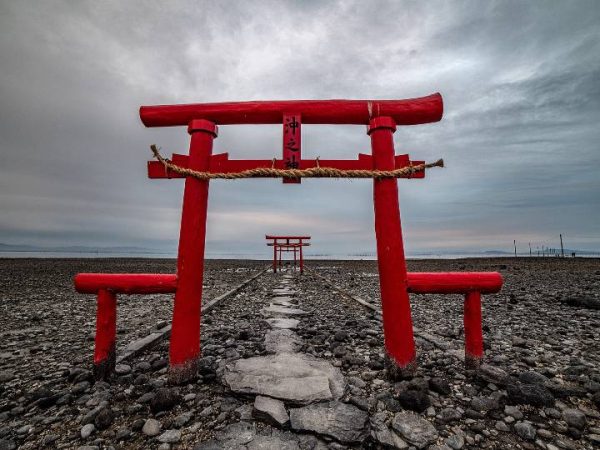 Oouo Shrine Torii Gate during low tide, Saga Prefecture