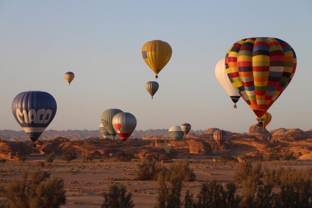 Hot air balloons over Hegra