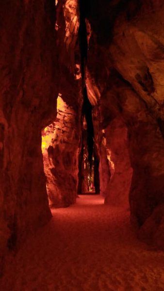 entrance to Shalal Cafe at night, AlUla